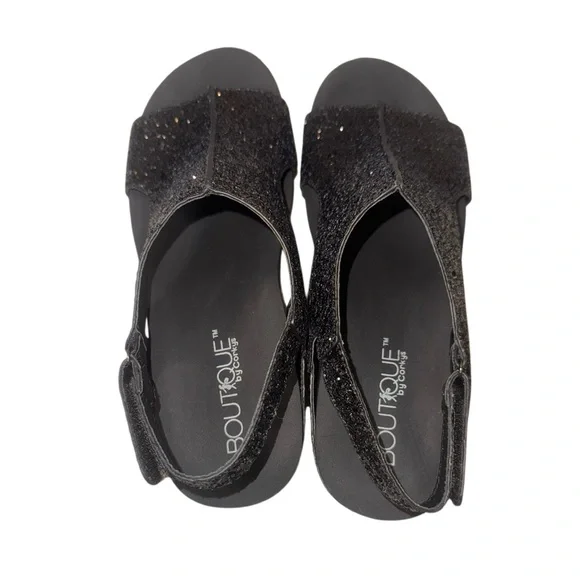 CORKY’s Boutique  Ashley black glitter wedge sandals women’s shoes size 11 - Picture 7 of 14